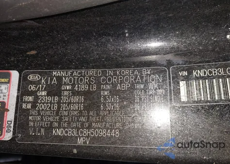 2017 Kia Niro Lx from USA, damaged, VIN KNDCB3LC8H5098448